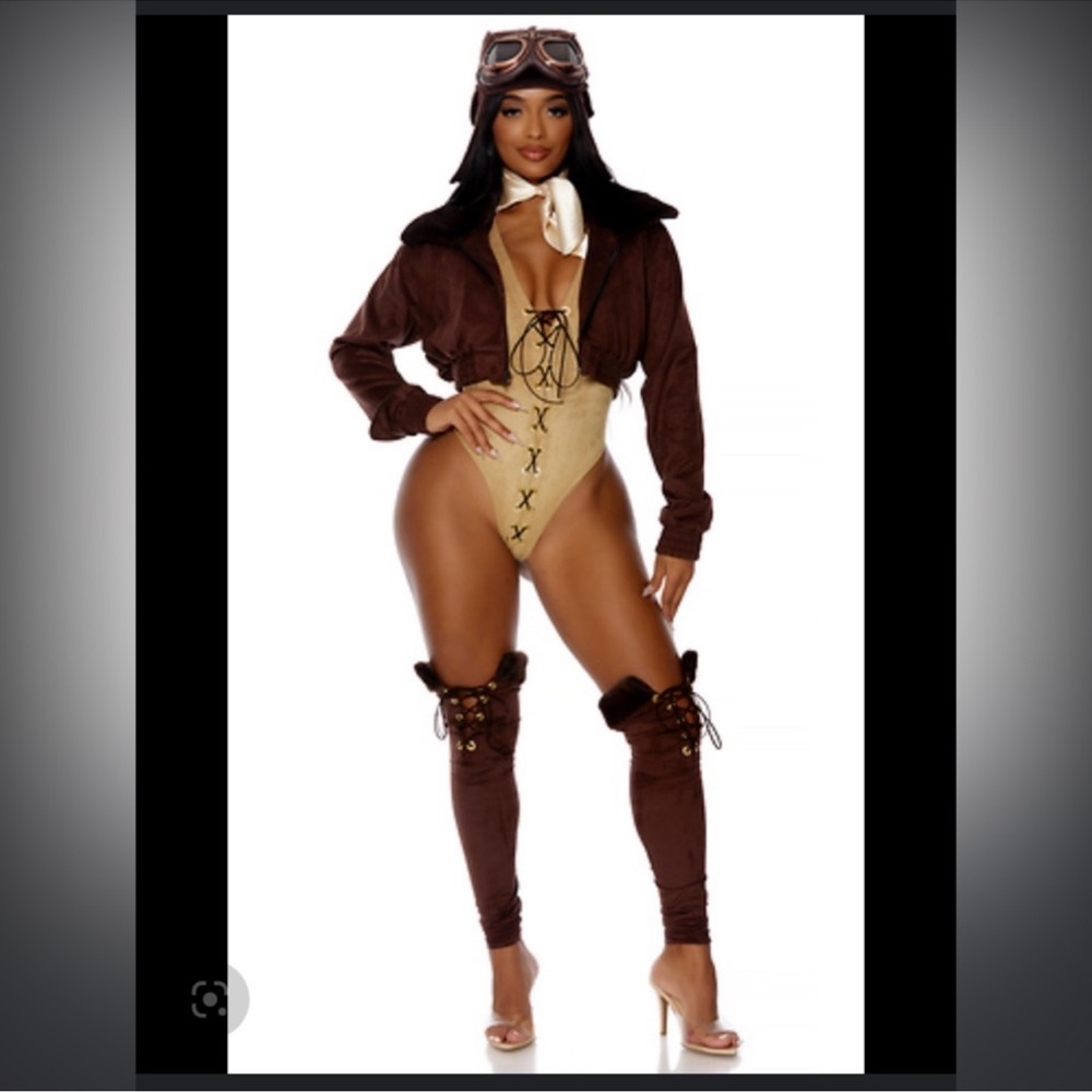 NWT Forplay Airplane mode sexy Aviader costume L- XL